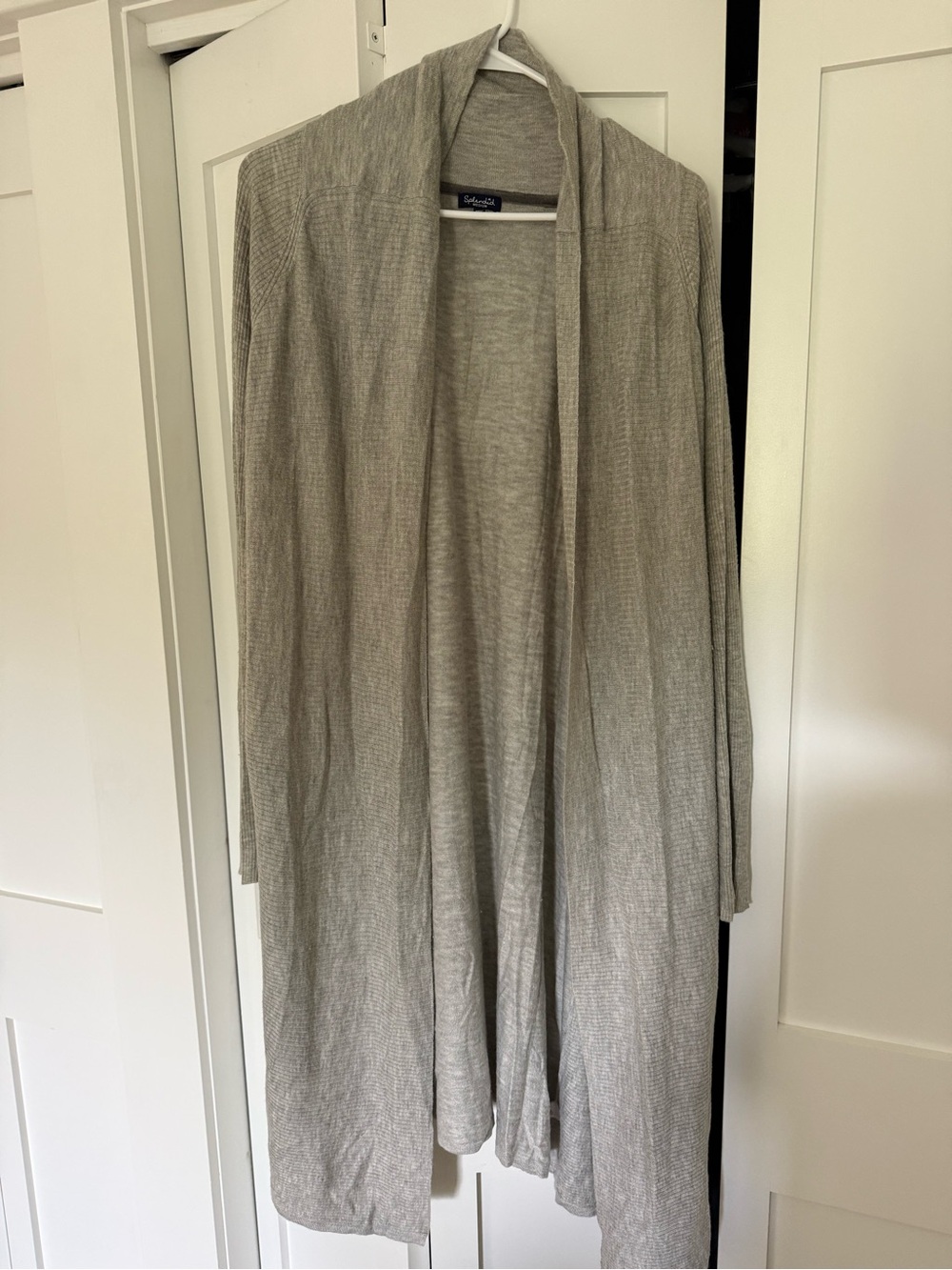 Splendid Light Gray Open-Front Long Cardigan Size M